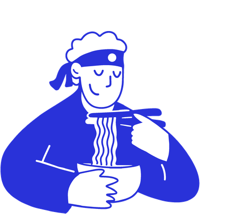 Personaje YOKAI comiendo ramen